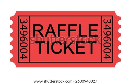 Red raffle ticket icon. Vector image isolated on white background.