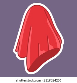 Red rag vector cartoon sticker isolated on background.