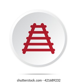 Red Railroad icon on white web button