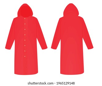 Red rain coat. vector illustration