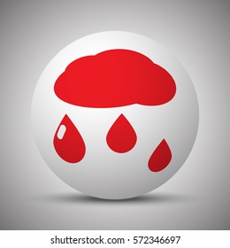 Red Rain icon on white sphere