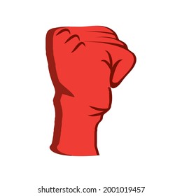red raised hand in fist
