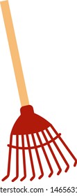 Red rake, illustration, vector on white background.