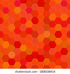 Red random honeycomb mosaic. Seamless vector illustration. Follow other mosaic patterns in my collection.