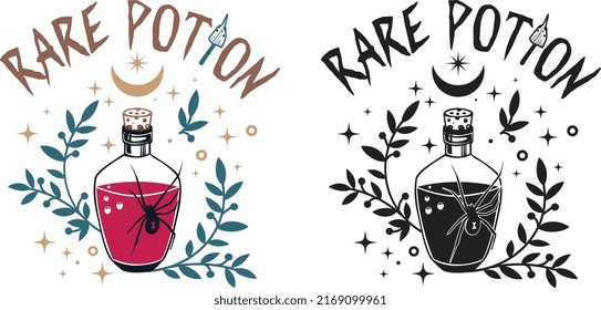 Red rare potion surrounded by leave star and moon