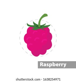 Red raspberries vector flat illustration icon