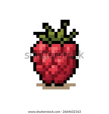 Red Raspberry Pixel Art Icon - 8-Bit Berry Retro Vector