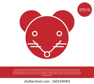 Red Rat zodiac sign icon isolated on white background. Astrological horoscope collection.  Vector Illustration