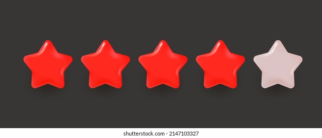 Red rating stars clipart. 3d vector set