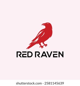 Red raven logo design vector. crow icon