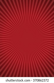 Red ray sunburst style abstract background. Vector retro rays background.