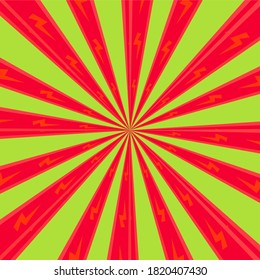 Red rays fractal with thunderbolt lighting festival season, abstract background texture wallpaper backdrop modern style art graphic design vector illustration futuristic