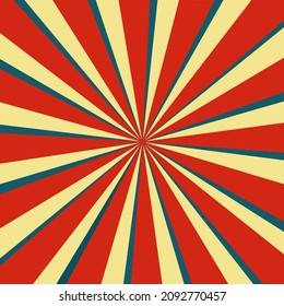 Red rays on a yellow background. Circus background. Vector illustration