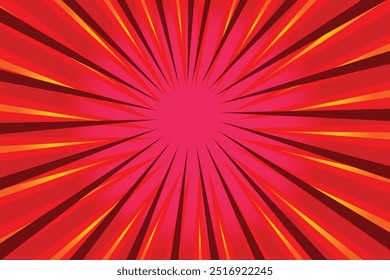 Cartaz de raios vermelhos. Popular ray star burst fundo televisão vintage. Textura abstrata vermelho-escuro e vermelho-claro com explosão solar, flare, feixe. Projeto de arte retrô. Padrão brilhante de brilho solar