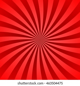 Red rays poster. Popular ray star burst background television vintage. Dark-red and light-red abstract texture with sunburst, flare, beam. Retro art design. Sun glow bright pattern Vector Illustration