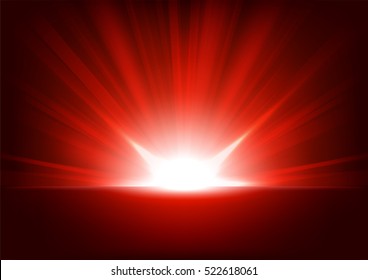 Red Rays Rising On Dark Background