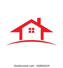 Red Real Estate house. Vector graphic illustration