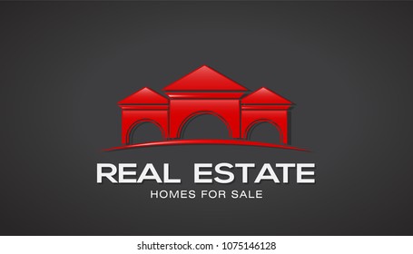 Red Real Estate Houses Logo. Vector Design