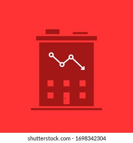 red real estate market decline icon. flat simple stroke trend investment demand or downturn logotype graphic design element. concept of appreciation or competition in property and rental deposit loss