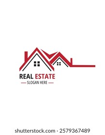 red real estate roof logo, real estate logo design template, 