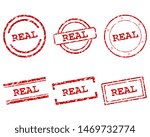 Red real stamps on white