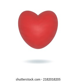 Icono rojo realista de corazón 3d. Día de San Valentín, 14 de febrero ilustración vectorial.