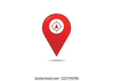 Red realistic 3d location icon design.