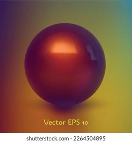 Red realistic ball .Studio background.Vector illustration .
