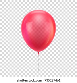Roter realistischer Ballon. Roter Ball einzeln auf transparentem Hintergrund für Designer und Illustratoren. Ballon als Vektorgrafik