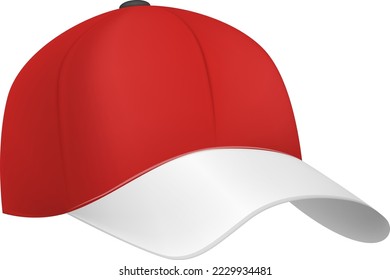 Red realistic cap. Blank baseball hat mockup