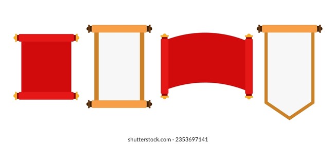 red realistic chinese scrolls illustration vector template