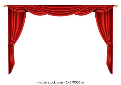 Red Curtains Realistic Theater Fabric Silk Stock Illustration ...