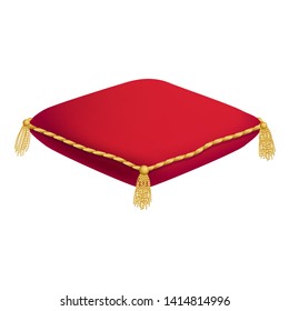 Red Realistic cushion for the crown on a white background