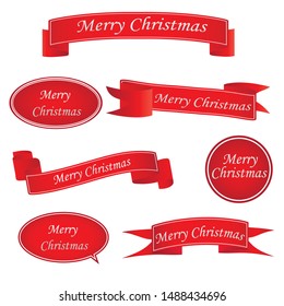 Red realistic detailed curved paper Merry Christmas banner isolated on white background. Vector illustration eps 10.