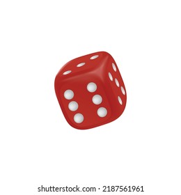 Didice rojo realista con puntos blancos, vista isométrica, ilustración vectorial aislada en fondo blanco. Cubo para juegos de mesa, juegos de azar y entretenimiento
