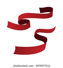 Red realistic festive ribbon, vector illustration