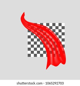 Red realistic fluttering cloth. Vector Illustration.