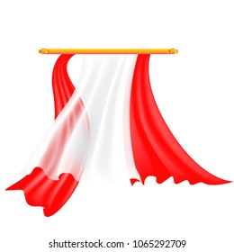 Red realistic fluttering cloths. Vector Illustration.