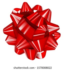 Red Realistic Glossy Ribbon Bow. Vector Illustration EPS10