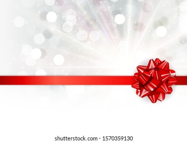 Red Realistic Glossy Ribbon Bow Background Card. Vector Illustration EPS10