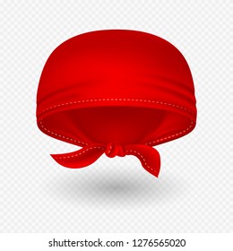 Red realistic head bandana vector illustration with shadow