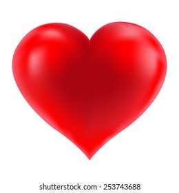 Red Realistic Heart With Gradient Mesh, Vector Illustration