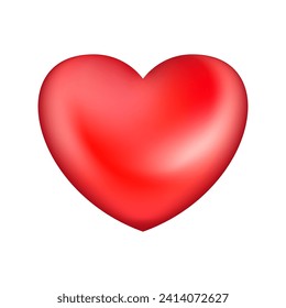 Red realistic heart icon isolated on white background. 3d vector illustration. Luxury symbol of love. Gold decorative design element for Valentines Day, wedding card, invitation. EPS 10.