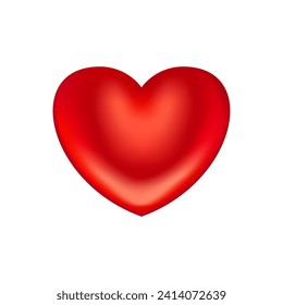 Red realistic heart icon isolated on white background. 3d vector illustration. Luxury symbol of love. Gold decorative design element for Valentines Day, wedding card, invitation. EPS 10.