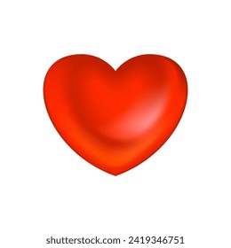 Rot-realistisches Herzsymbol einzeln auf weißem Hintergrund. 3D-Vektorgrafik. Luxus-Symbol der Liebe. Goldenes dekoratives Design für Valentinstag, Hochzeitskarte, Einladung. EPS10.