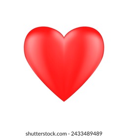 Icono de corazón realista rojo aislado sobre fondo blanco. Ilustración vectorial 3d. Símbolo de lujo del amor. Elemento de diseño decorativo dorado para San Valentín, tarjeta de boda, invitación. EPS 10.