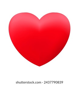 Red realistic heart icon isolated on white background. 3d vector illustration. Luxury symbol of love. Gold decorative design element for Valentines Day, wedding card, invitation. EPS 10.