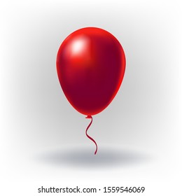 Red realistic helium balloon. Vector illustration. EPS 10.