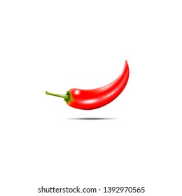 Red realistic hot pepper on a white background.