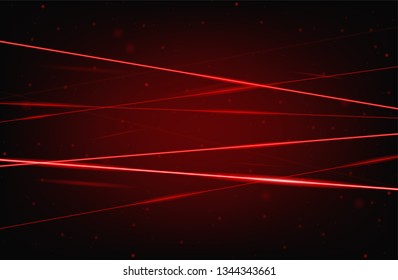 Red realistic laser beam background. Laser rays iolated on black background. Modern style abstract. Bright shiny lasers pattern. Vector illustration